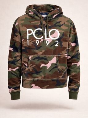 Polo Ralph Lauren Camo Hoodie Pink Green Polo 1992 Pullover M Unisex Streetwear